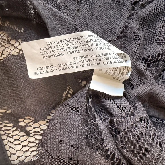 ZARA Trafaluc Charcoal Lace Skull Top | Edgy Gothic Feminine Blouse - Picture 4 of 6